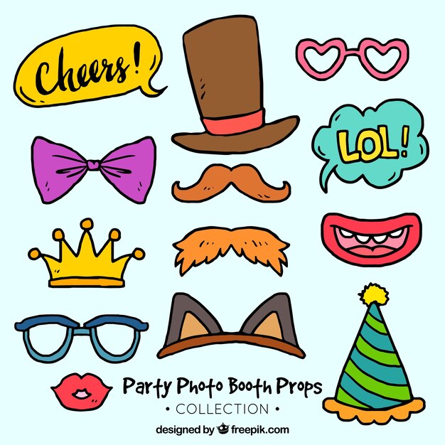 pack of hand drawn costume party accessories
