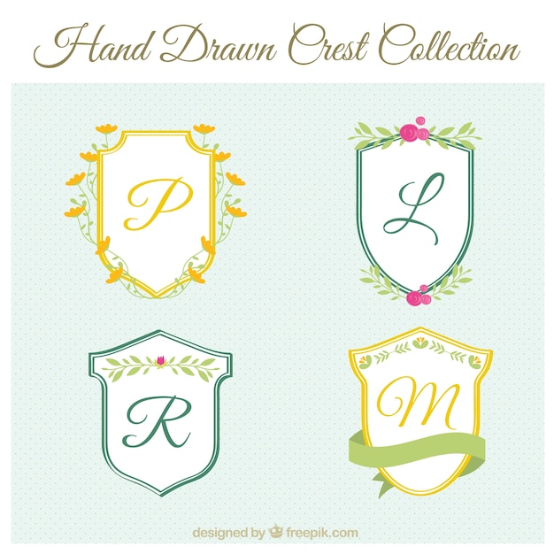 Free vector pack of hand drawn crests