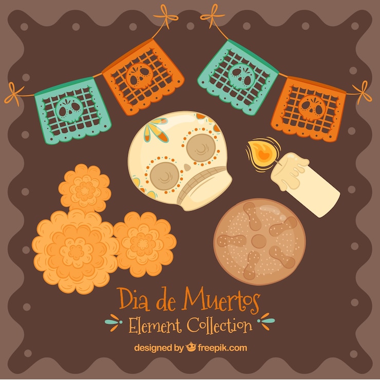 Free Vector pack of hand drawn day of the dead 