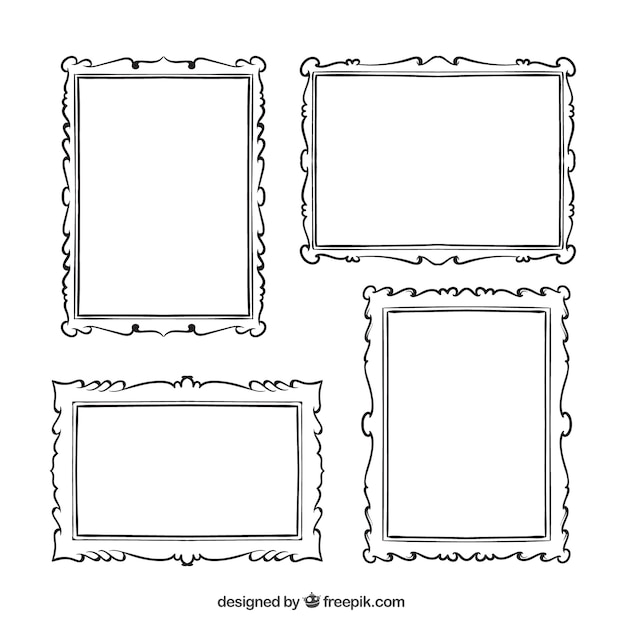 Pack of hand-drawn decorative photo frames