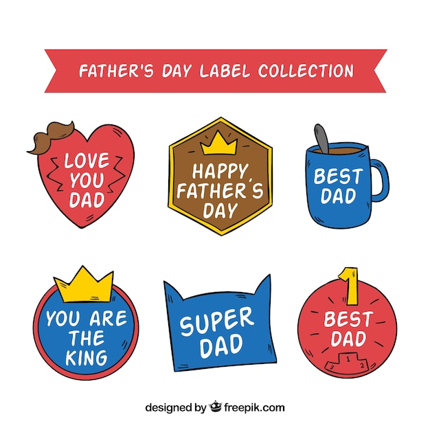 Free vector pack of hand-drawn father's day stickers