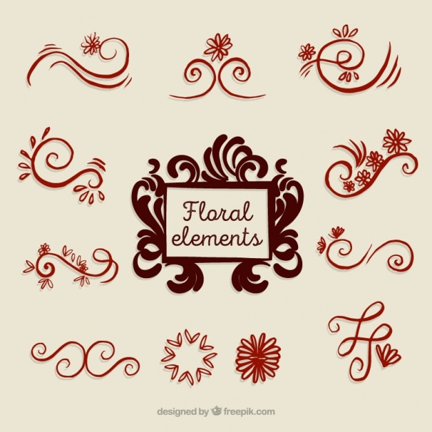 Free vector pack of hand-drawn floral decorations