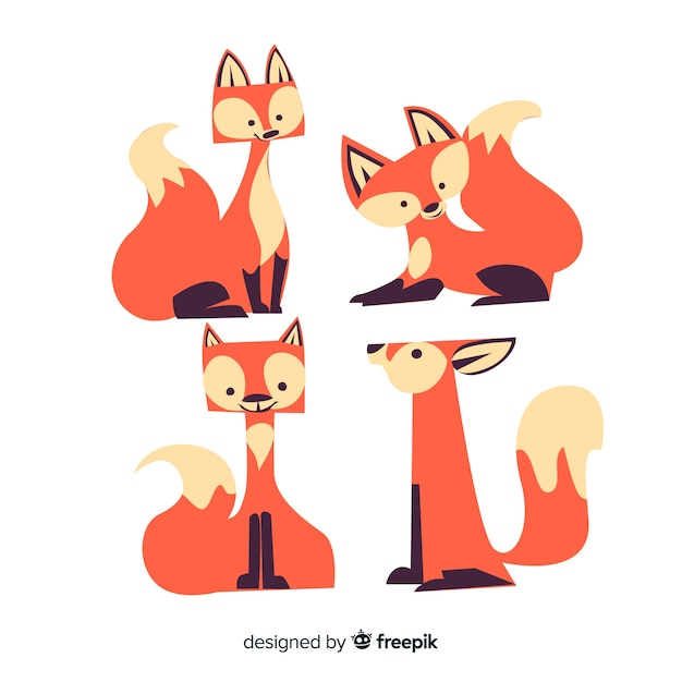 Pack of hand drawn foxes