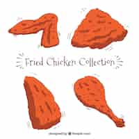 Free vector pack of hand-drawn fried chicken