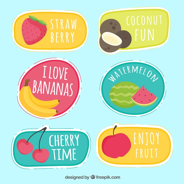 Free vector pack of hand drawn fruit stickers