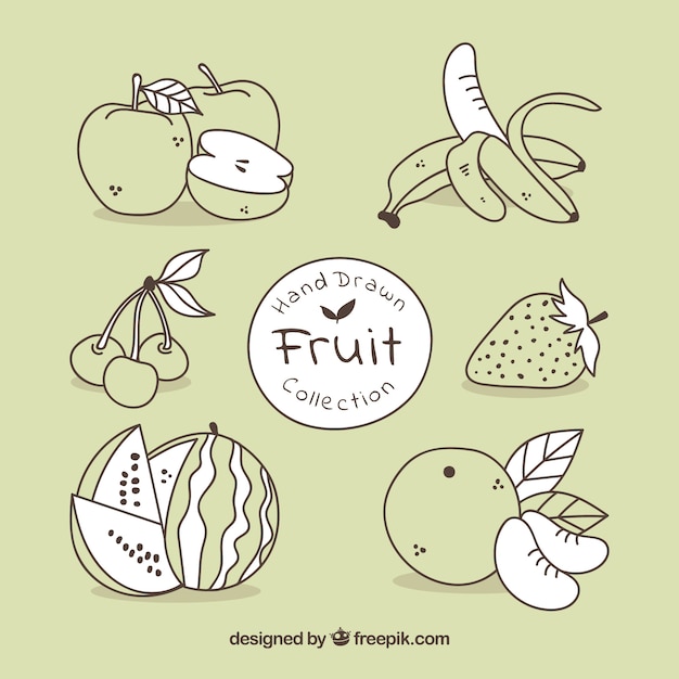 Free vector pack of hand-drawn fruits