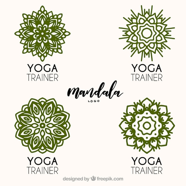 Pack of hand drawn mandalas logos