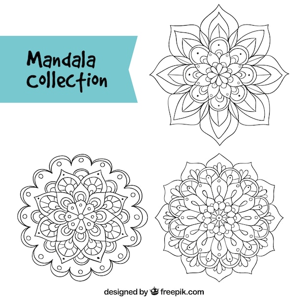 Vettore gratuito confezione di mandalas disegnati a mano