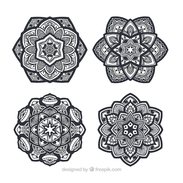 Free vector pack of hand drawn mandalas