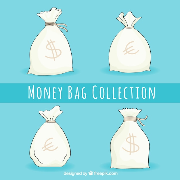 Free vector pack of hand-drawn money bags