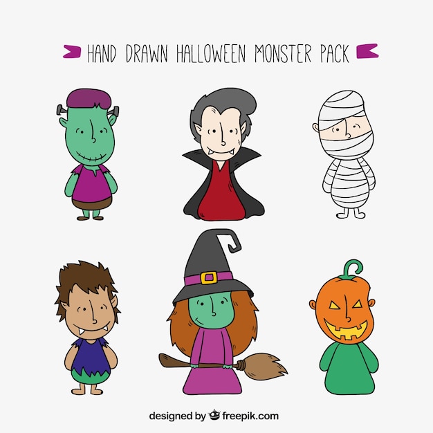 Free vector pack of hand-drawn monsters