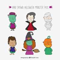 Free vector pack of hand-drawn monsters