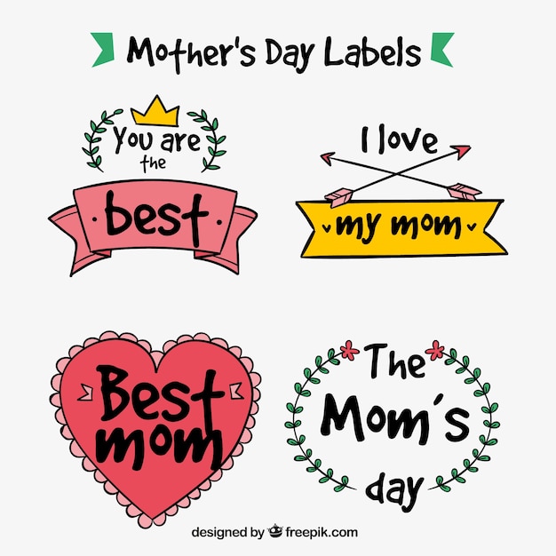 Pack of hand-drawn mother's day stickers