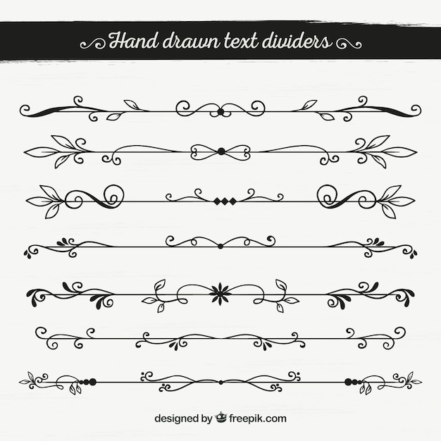 Pack of hand drawn ornamental borders