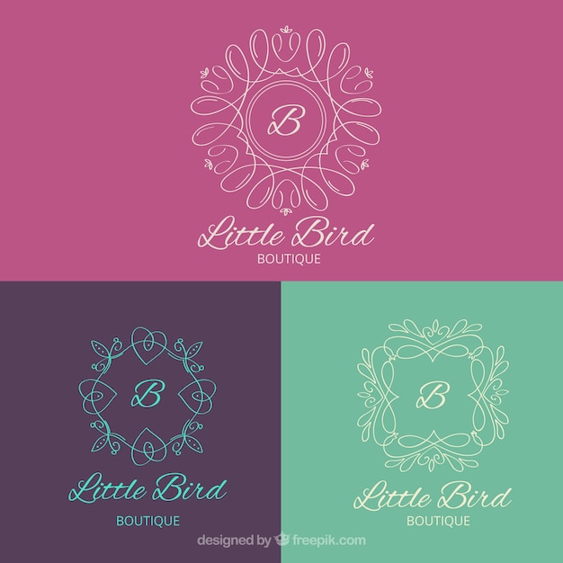 Free vector pack of hand drawn ornamental logos