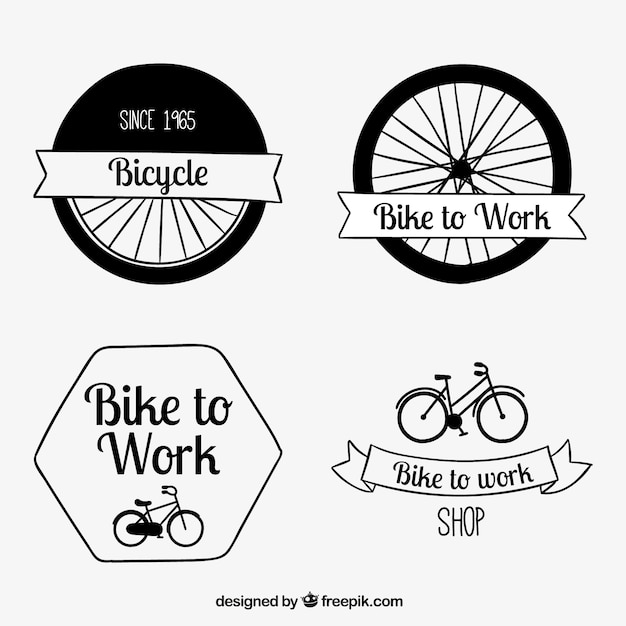 Vettore gratuito confezione da disegnata a mano badge bicicletta retrò