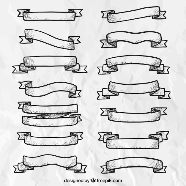 Pack of hand-drawn ribbons