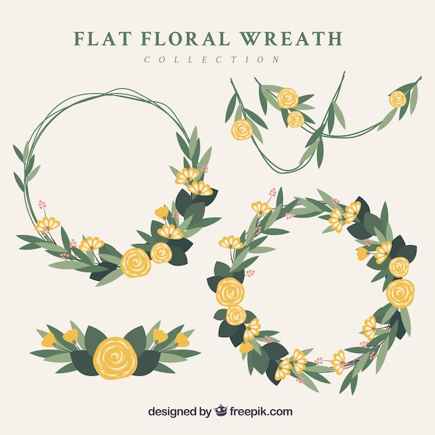 Free vector pack of hand-drawn roses wreaths