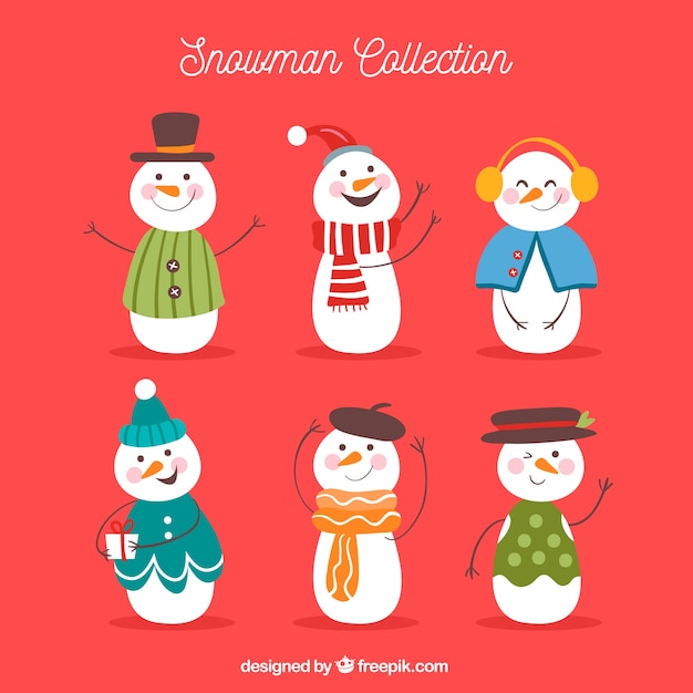 Pack of hand drawn snowmen