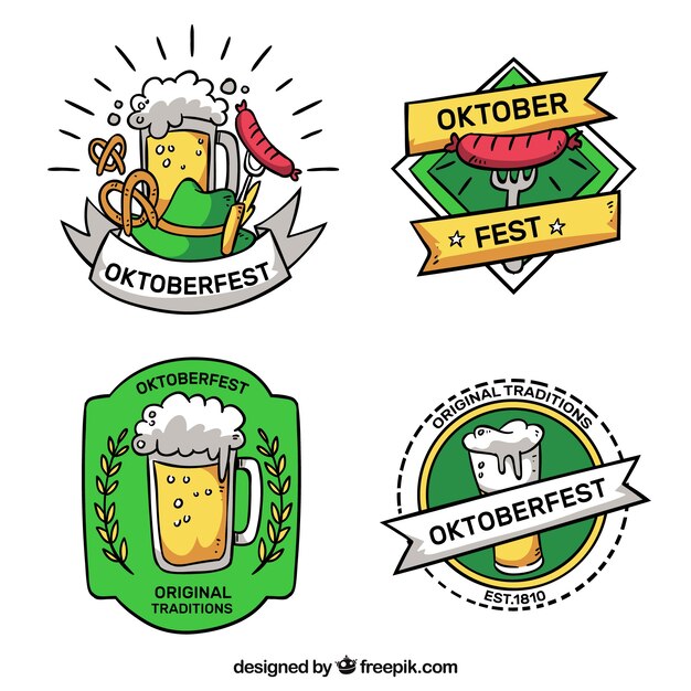 Pack of hand drawn stickers from oktoberfest