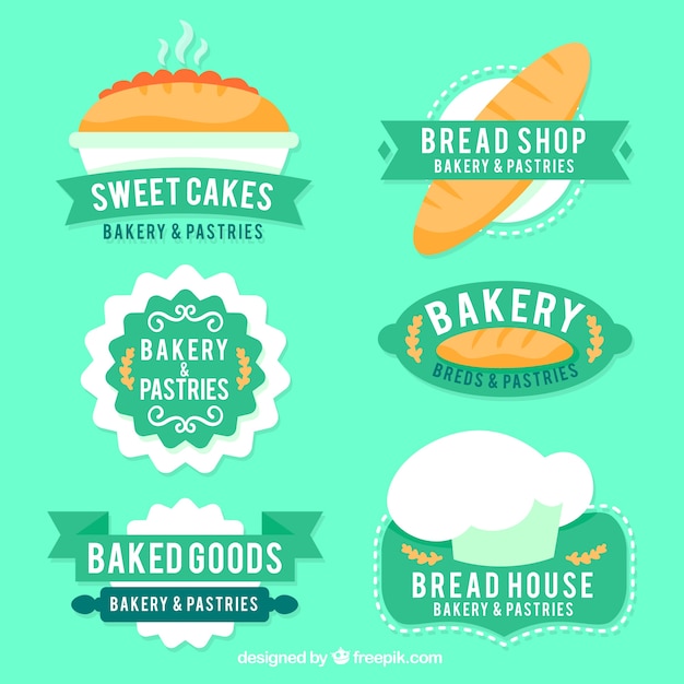 Free vector pack of hand drawn vintage bakery badges