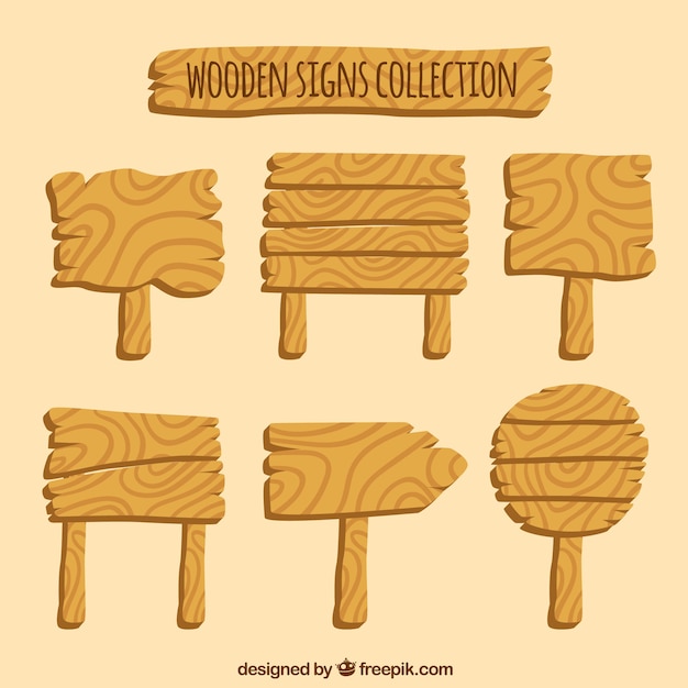 Free vector pack of hand drawn wooden signs