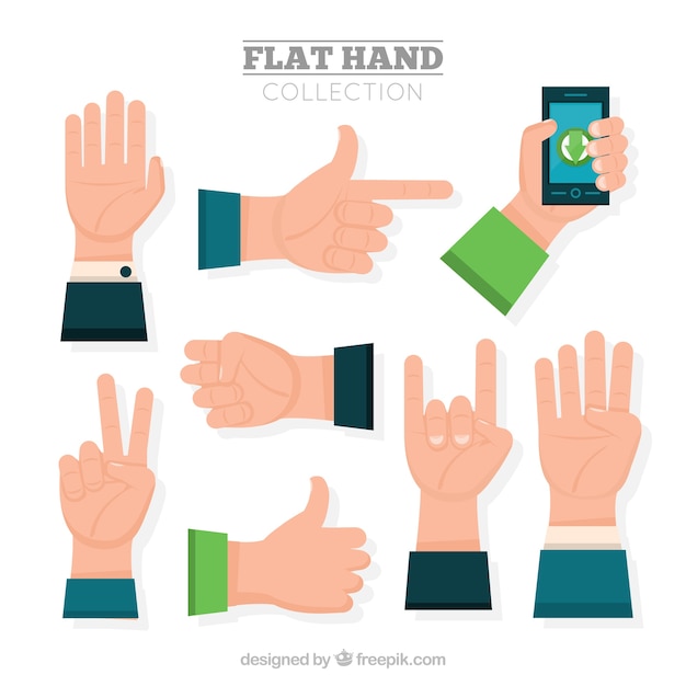 Free vector pack of hands in flat design