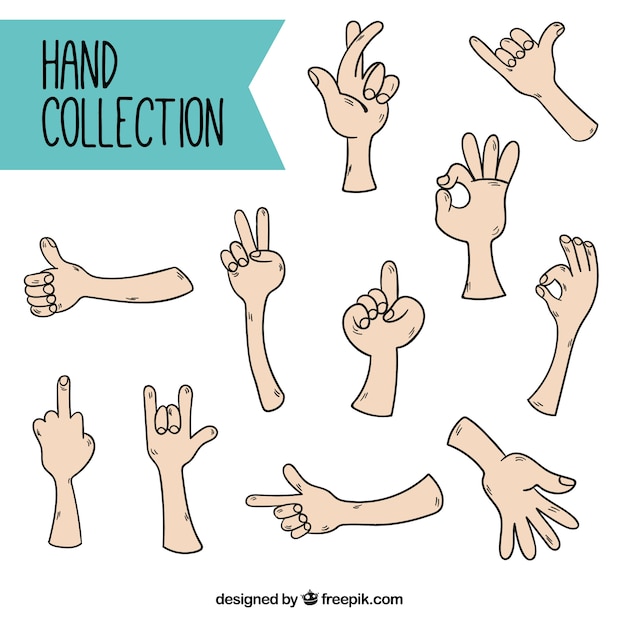 Free vector pack of hands with several signs