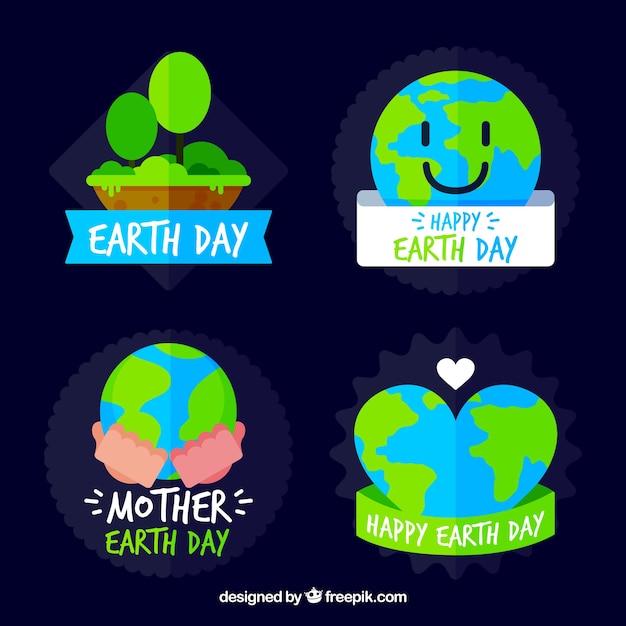 Pack of happy earth day stickers