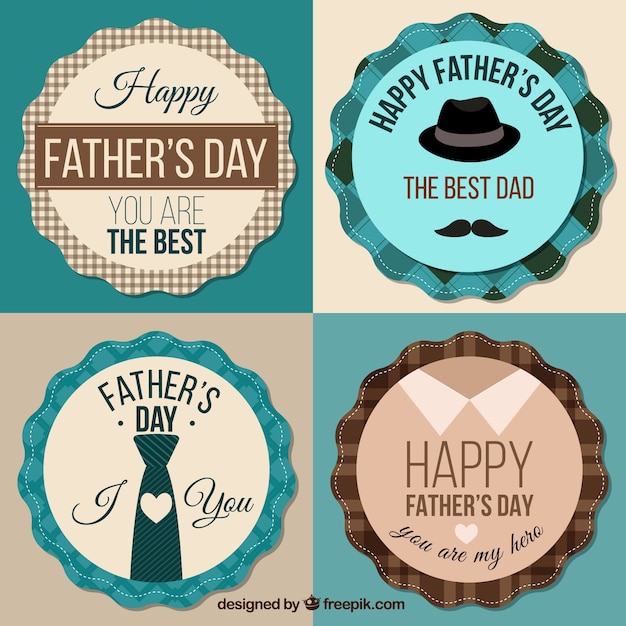 Free vector pack of happy father's day stickers