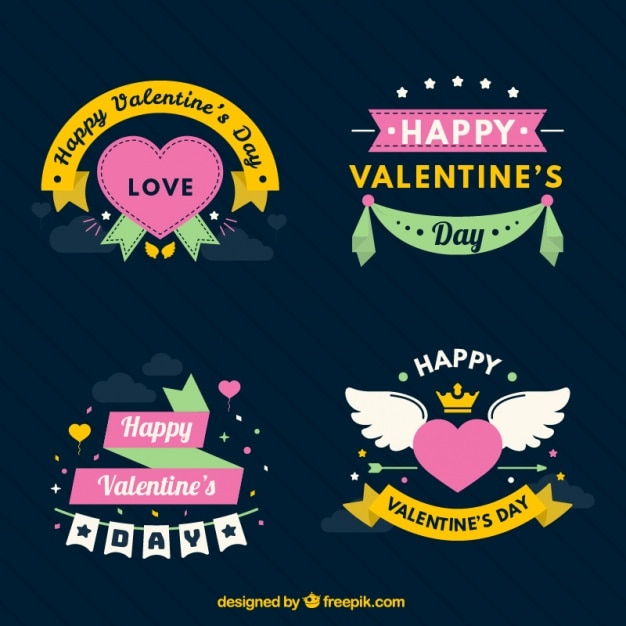 Free vector pack of happy valentine's stickers