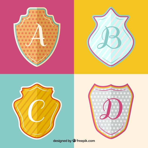 Free vector pack of heraldic shields with initials