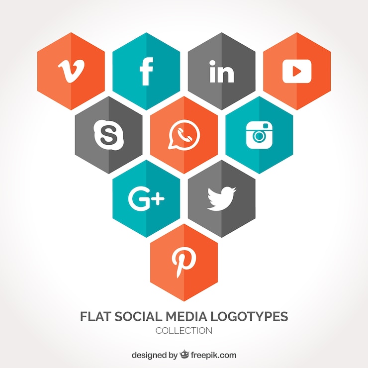 Free Vector pack of hexagonal social media icons