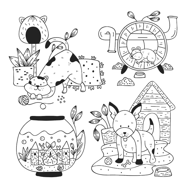 Pack of illustrated pets