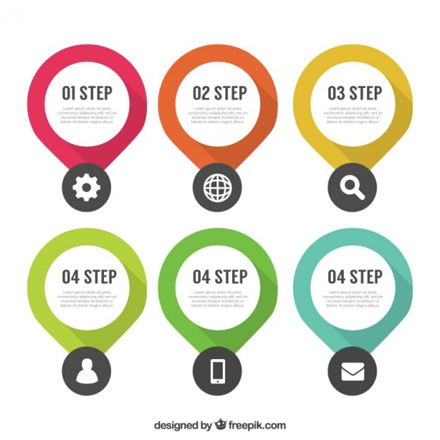 Free Vector pack of infographic elements business steps