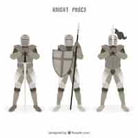 Free vector pack of knights in different positions