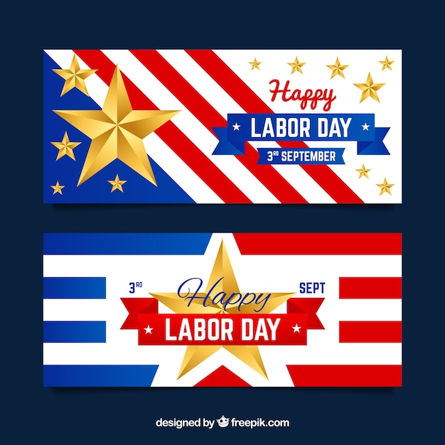 Free vector pack of labor day banners with realisitic design