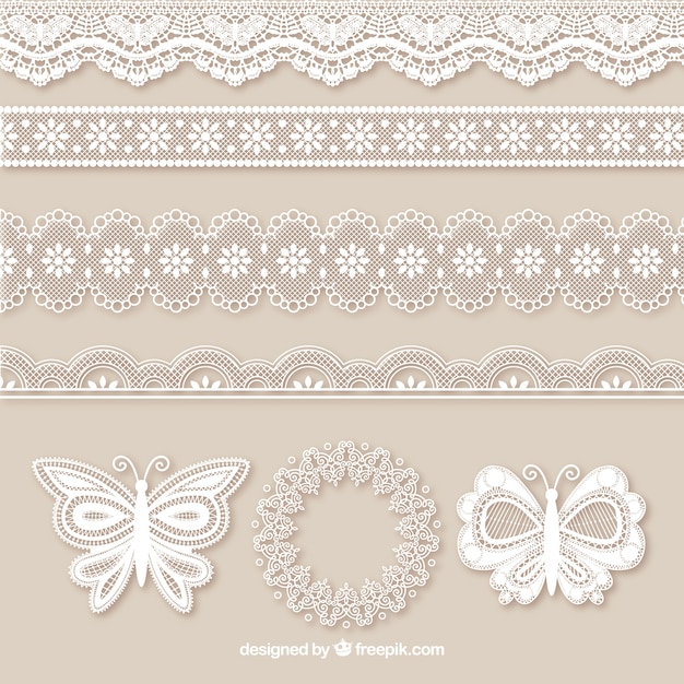 Free vector pack of lace borders and butterflies