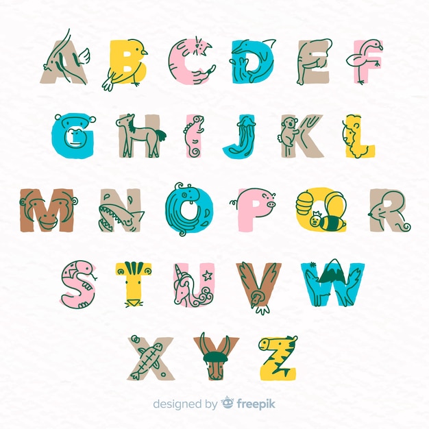 Free vector pack of letters with animals