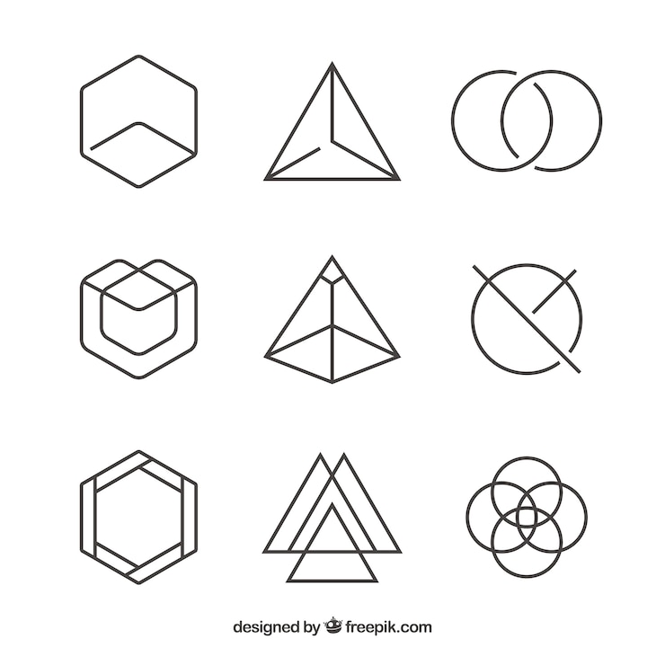 Free Vector pack of linear geometric logos