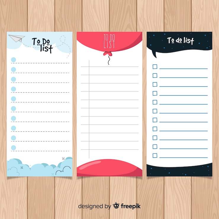 Free Vector pack of to do lists
