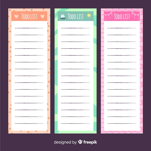 Free vector pack of to do lists