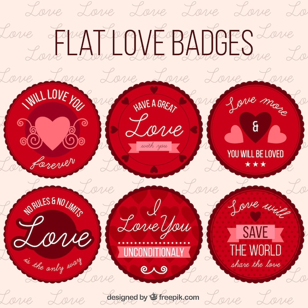 Free vector pack of love vintage round stickers