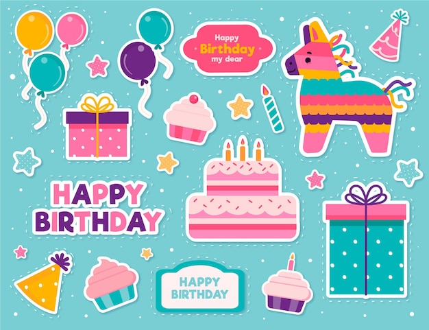 Pack of lovely birthday scrapbook elements