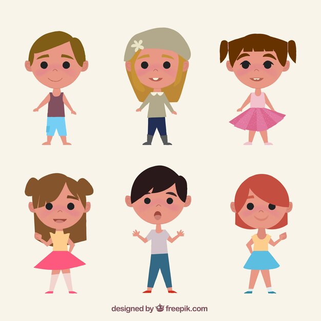 Pack of lovely children in vintage style