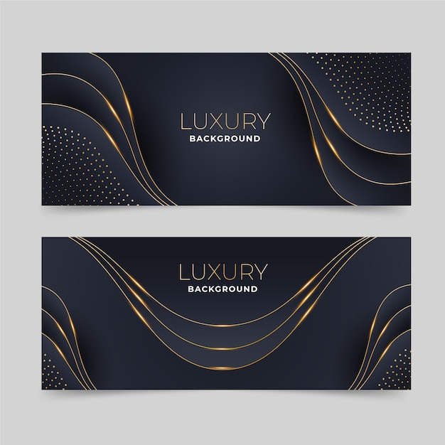 Free vector pack of luxurious banners with golden details