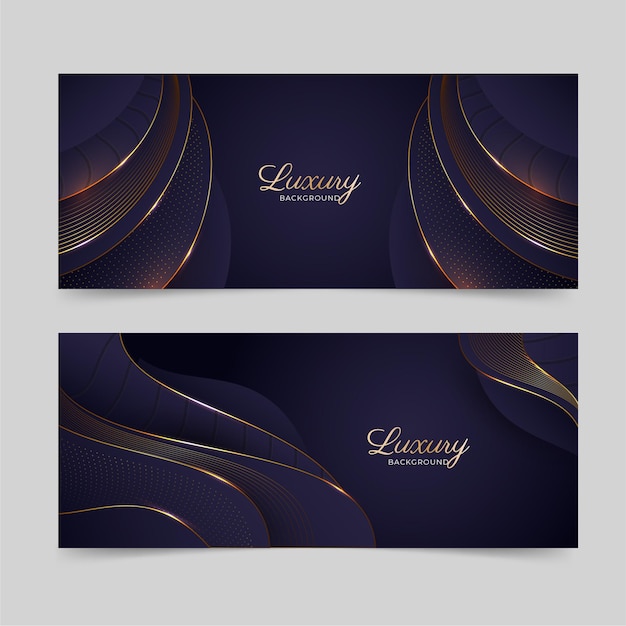 Free vector pack of luxurious banners with golden details