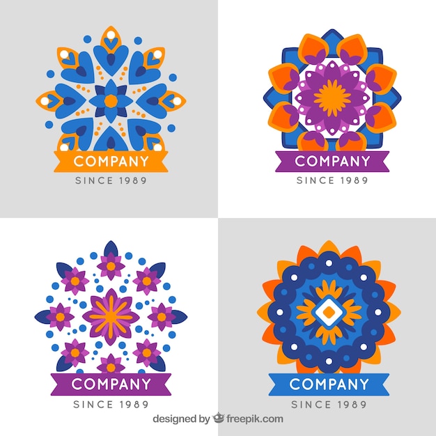 Free vector pack of mandalas logos in flat design