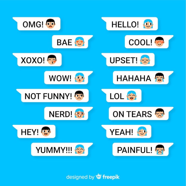 Pack of messages with different emojis