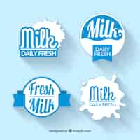 Free vector pack of milk stickers in vintage style